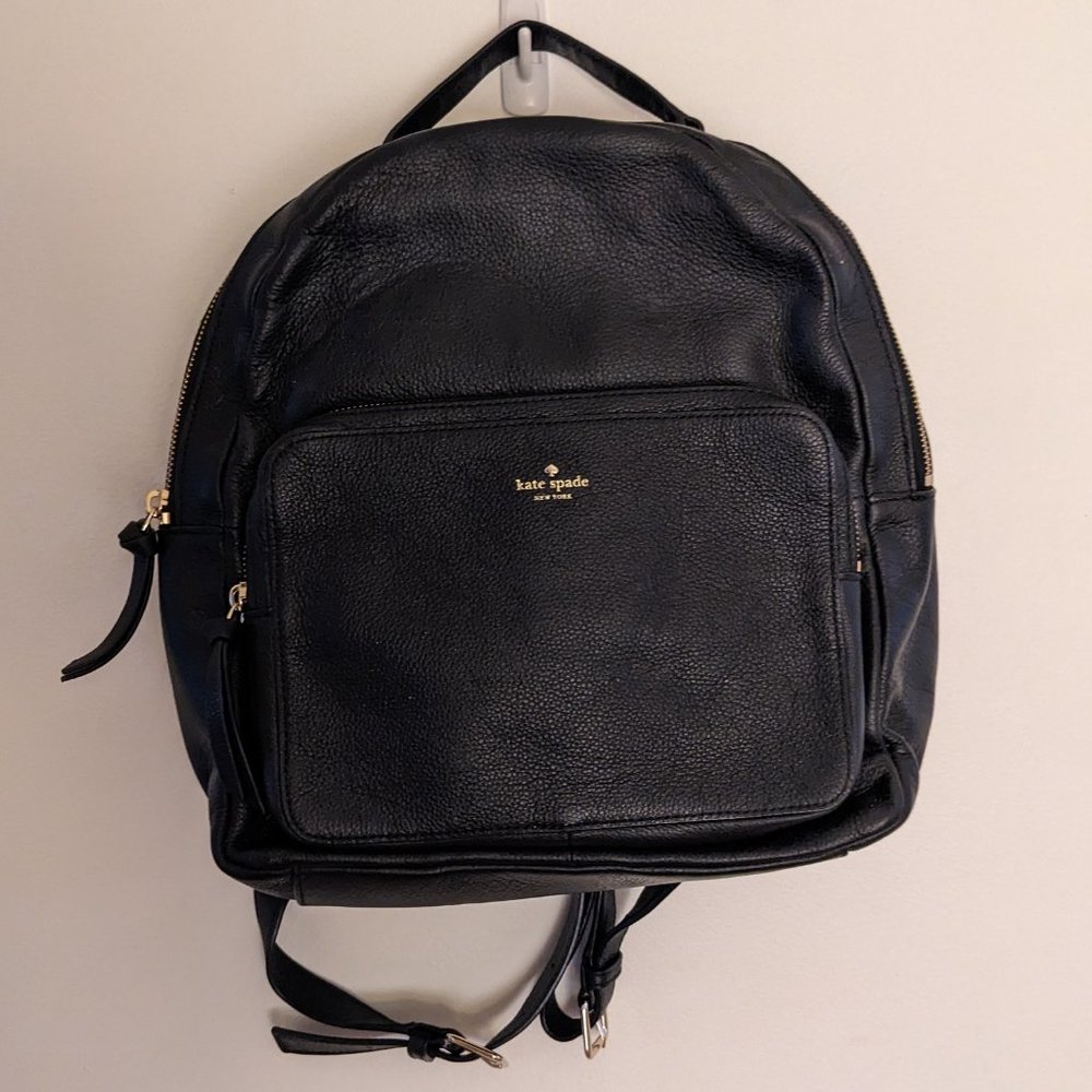 Kate Spade - Medium Black Pebble Leather Backpack w/ Gold Hardware (NWT)